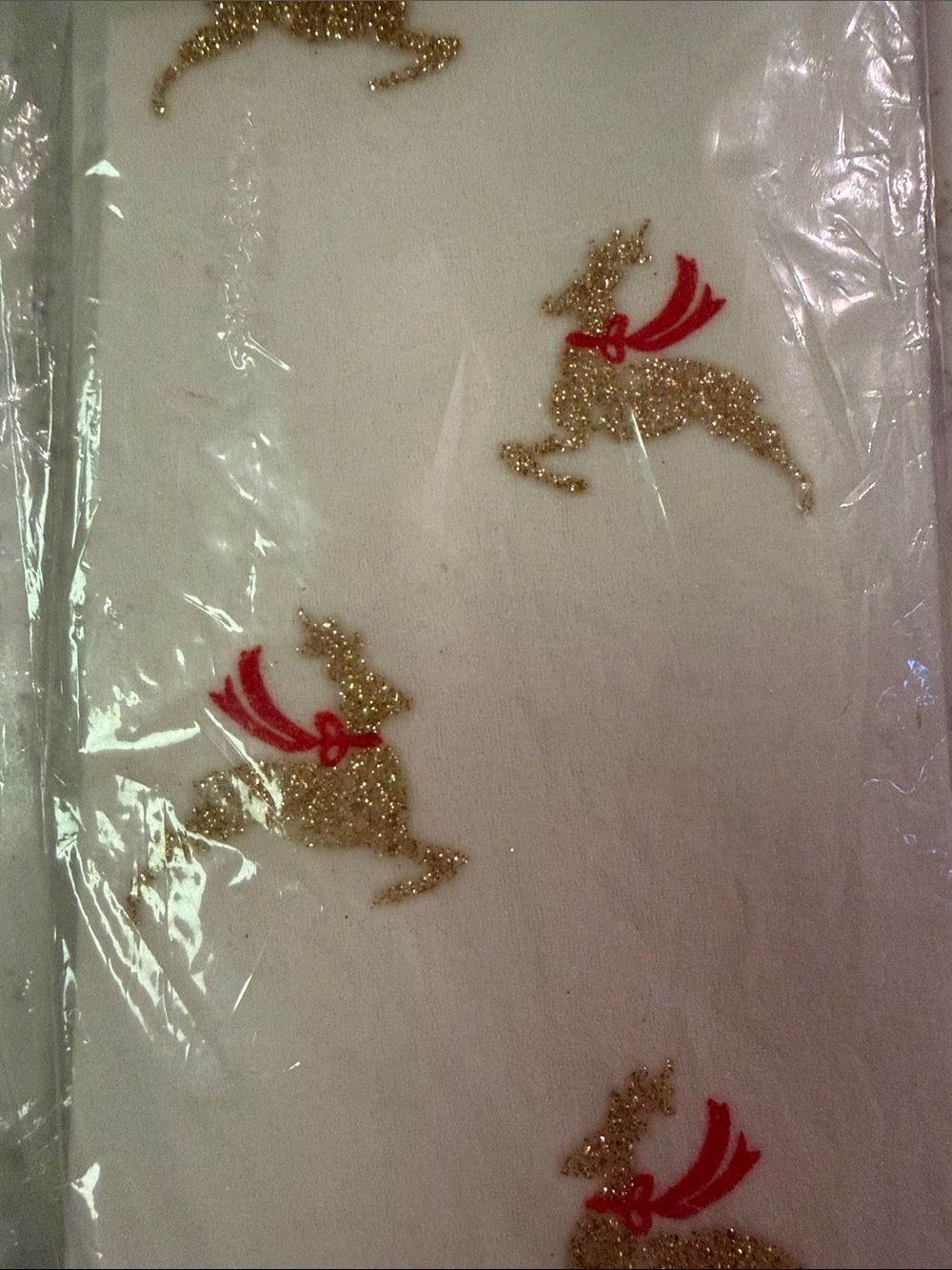 Holiday Reindeer Glitter knee high in White with Red Scarf